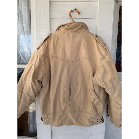 Vintage 90s Mens Levis Tan Cotton Trucker Jacket Sherpa Lined Size M - Picture 9 of 14